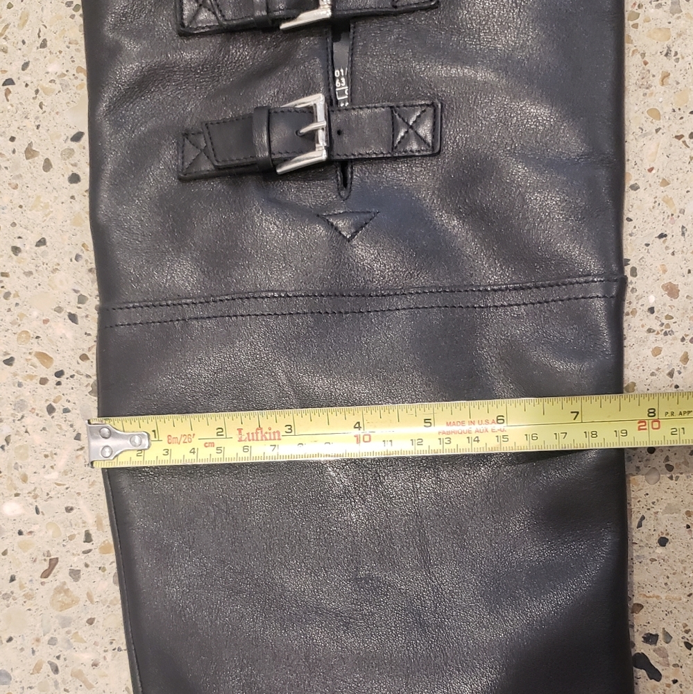 ZARA Leather 2 Buckle Over The Knee Lug Sole Tall Boots - Picture 11 of 13